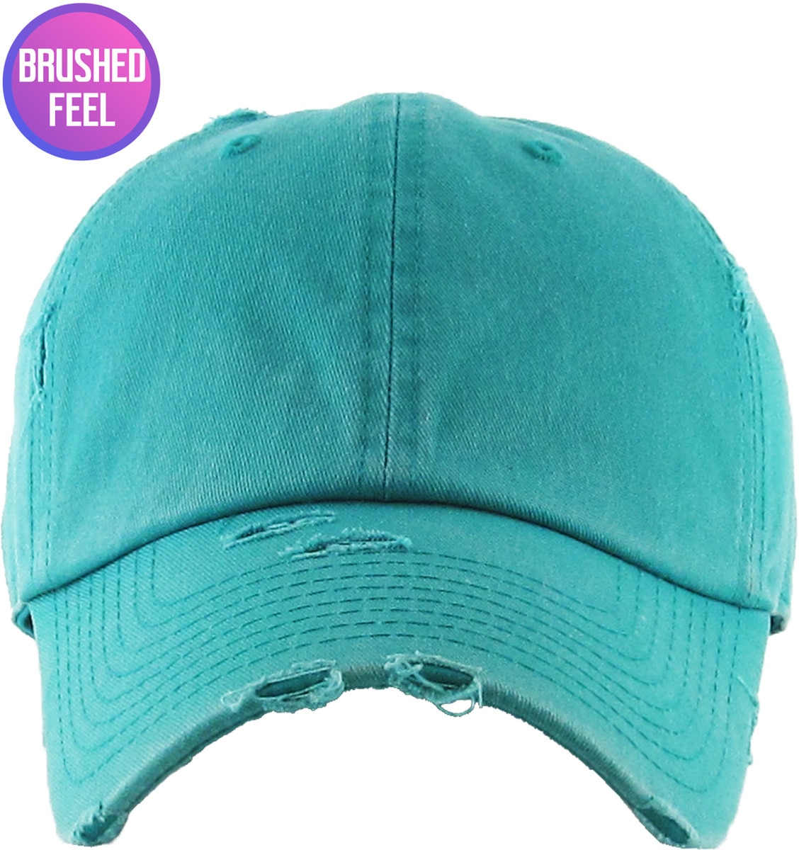 Pigment Washed Turquoise Distressed Vintage Baseball Cap Front View